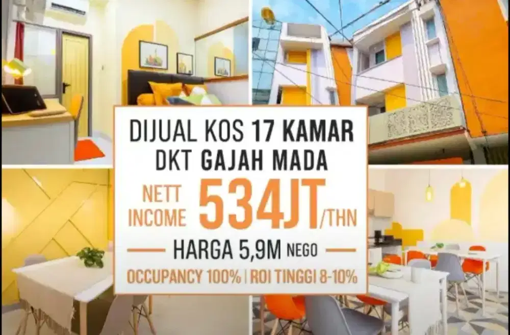 Dijual Segera Kost Eksklusif Full Mesin Uang Gajah Mada Jakarta Pusat