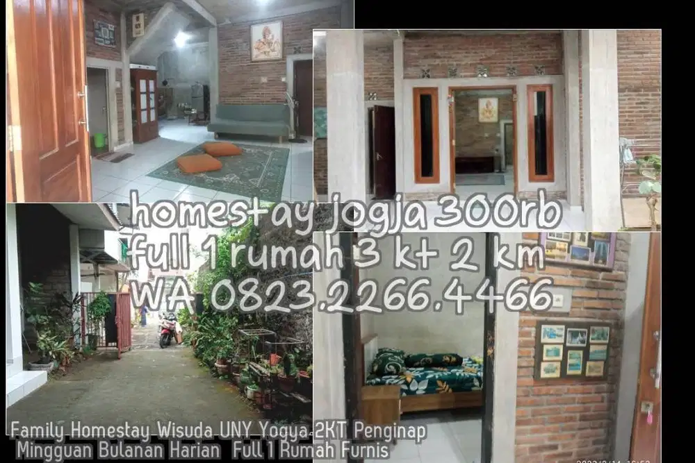 Family Homestay Wisuda UNY Yogya 2KT Penginap Mingguan Bulanan Harian