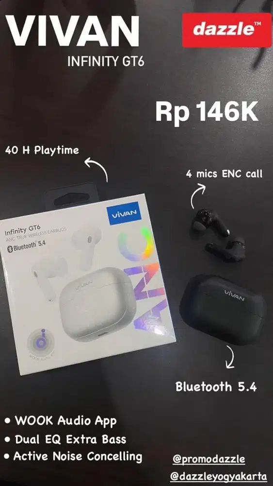 HEADSET NIRKABEL VIVAN INFINITY GT6