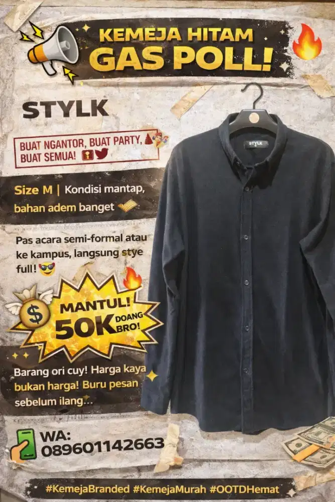 Obral Kemeja Fornil Casual Slimfit size L-XL Modis Keren Berkualitas