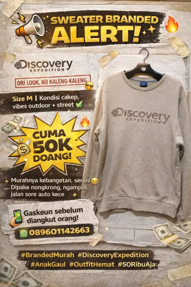 Obral Sweater CN Merk DISCOVERY EXP Size M Modis Keren Terbaru Mantap