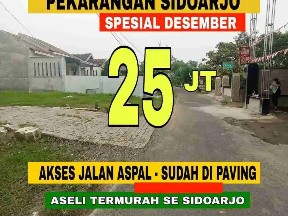 Promo tanah pekarangan siap bangun Hanya 25 jt Sidoarjo