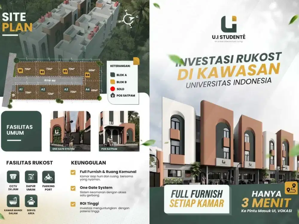 RUKOST 10 KAMAR FULL FURNISH DI DEKAT KAMPUS UI DEPOK