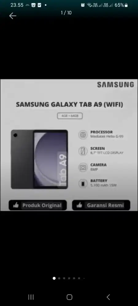 Samsung tab A9wifi