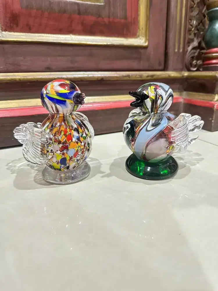 Kristal Murano Sepasang Burung Cantik Berat dan Tebal