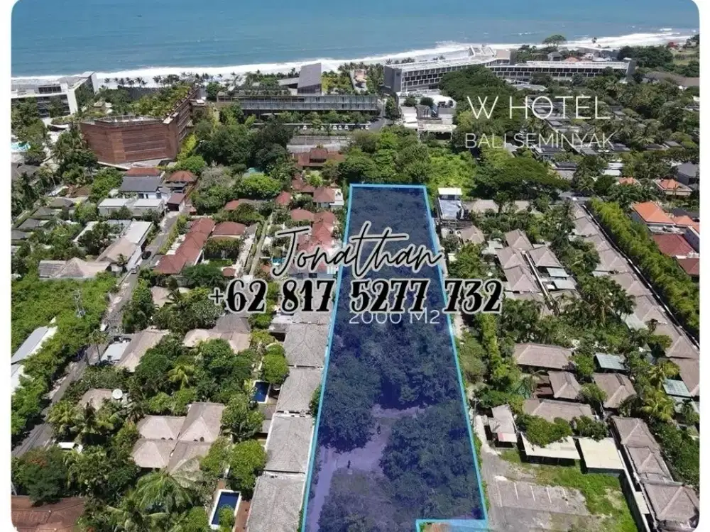 Tanah Komersial 20 Are Zona Pariwisata di Petitenget Seminyak 500 m ke Pantai - LSRO