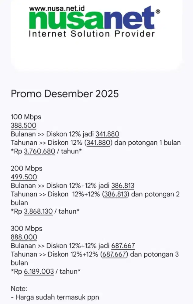 Wifi nusa net  promo akhir tahun
