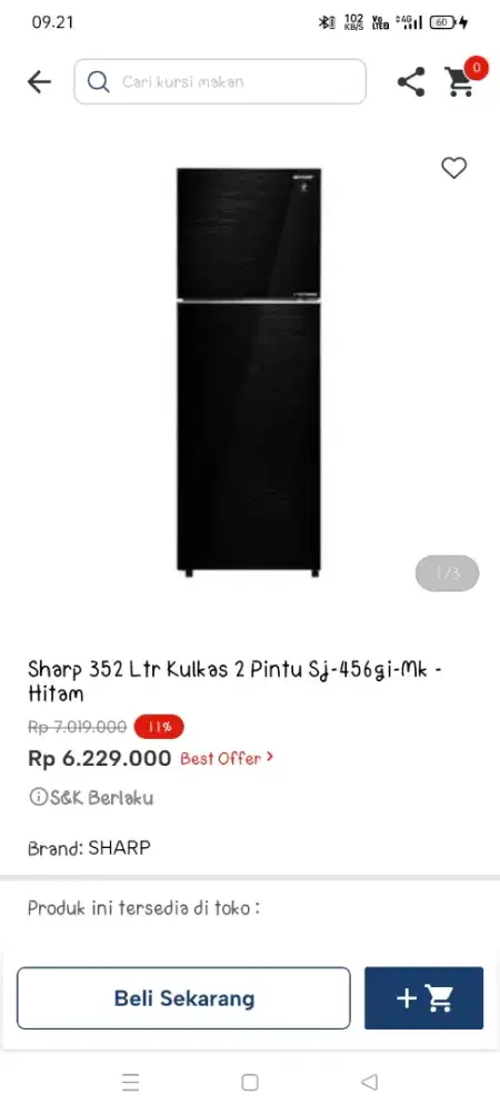 Promo kulkas 2 pintu sharp