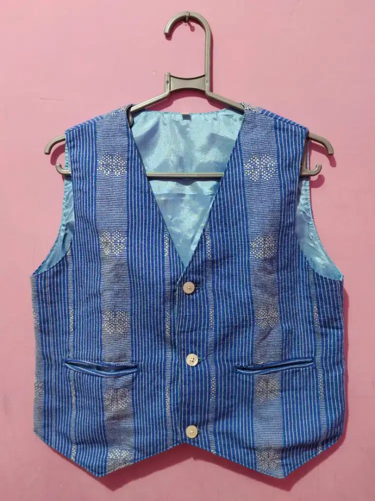 Preloved Rompi Vest Anak Kain Adat Kupang NTT Warna Biru Muda