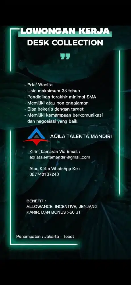 DIBUTUHKAN STAF DESK COLLECTION