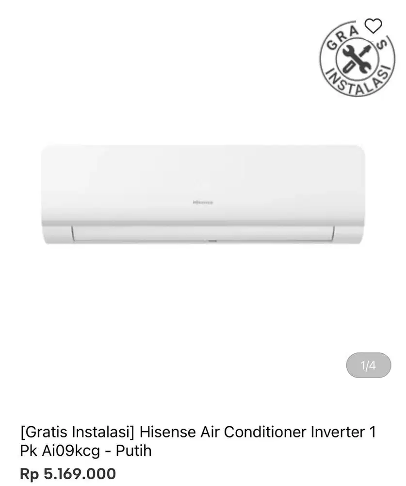 HISENSE AC 1Pk gratis instalasi bisa cicilan syarat ktp