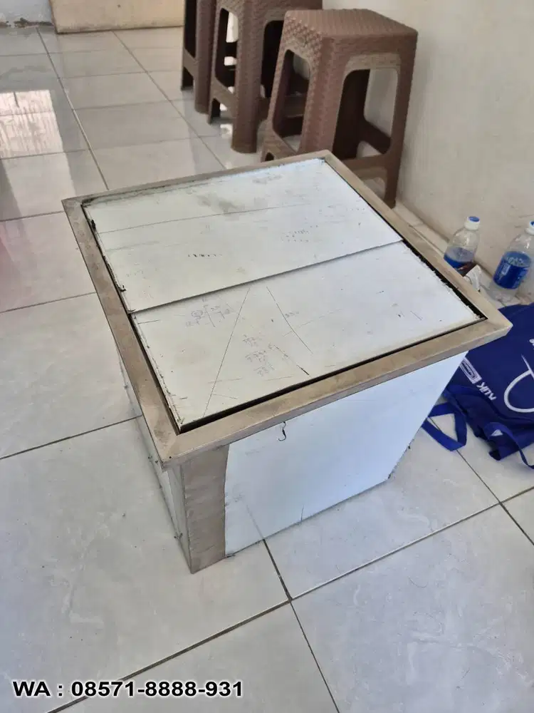 Ice Bin Tanam Stainless Steel 1/2 Pintu Ukuran 40 x 40 x 40 cm