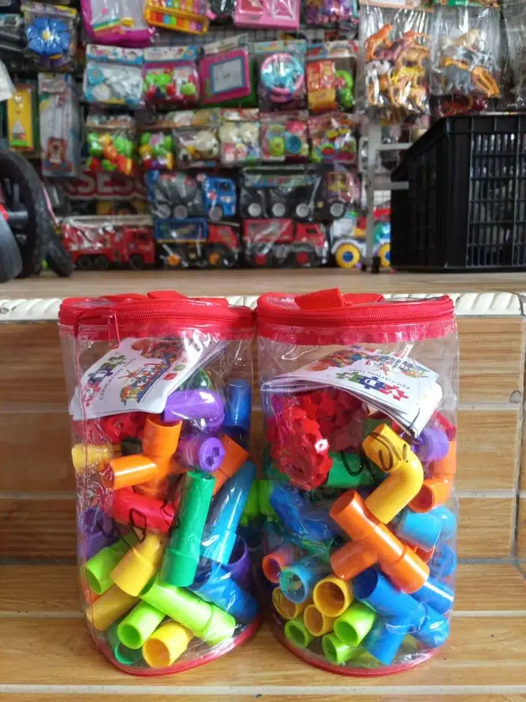 mainan anak block pipa tas