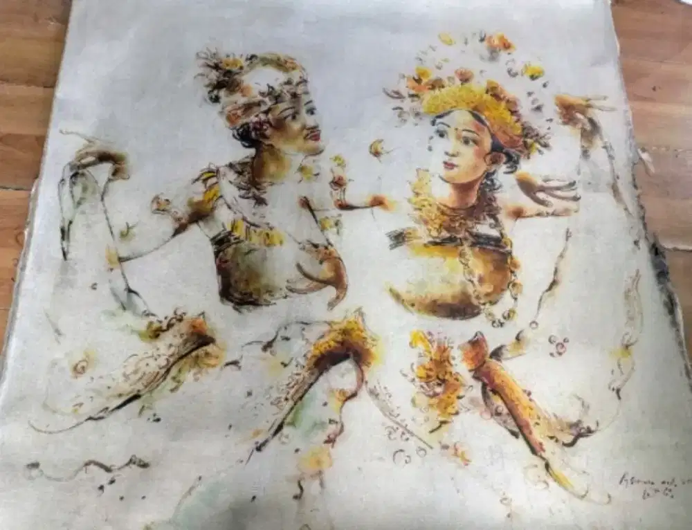 Lukisan sepasang penari bali