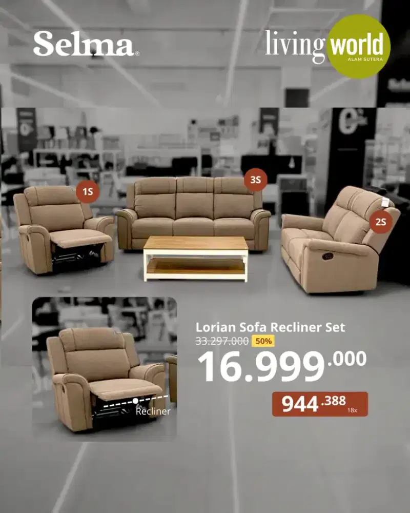 Promo Murah Sofa Set Reclining