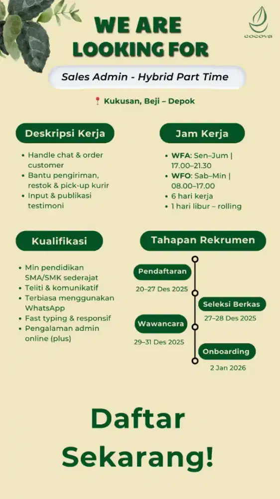 Sales Admin Hybrid - Part Time