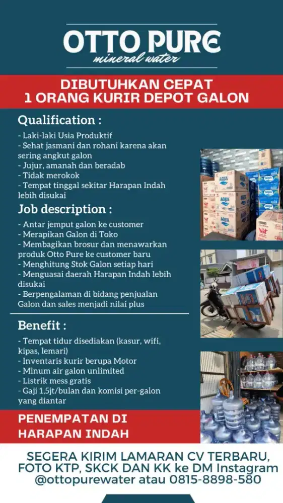 Kurir antar galon daerah harapan indah