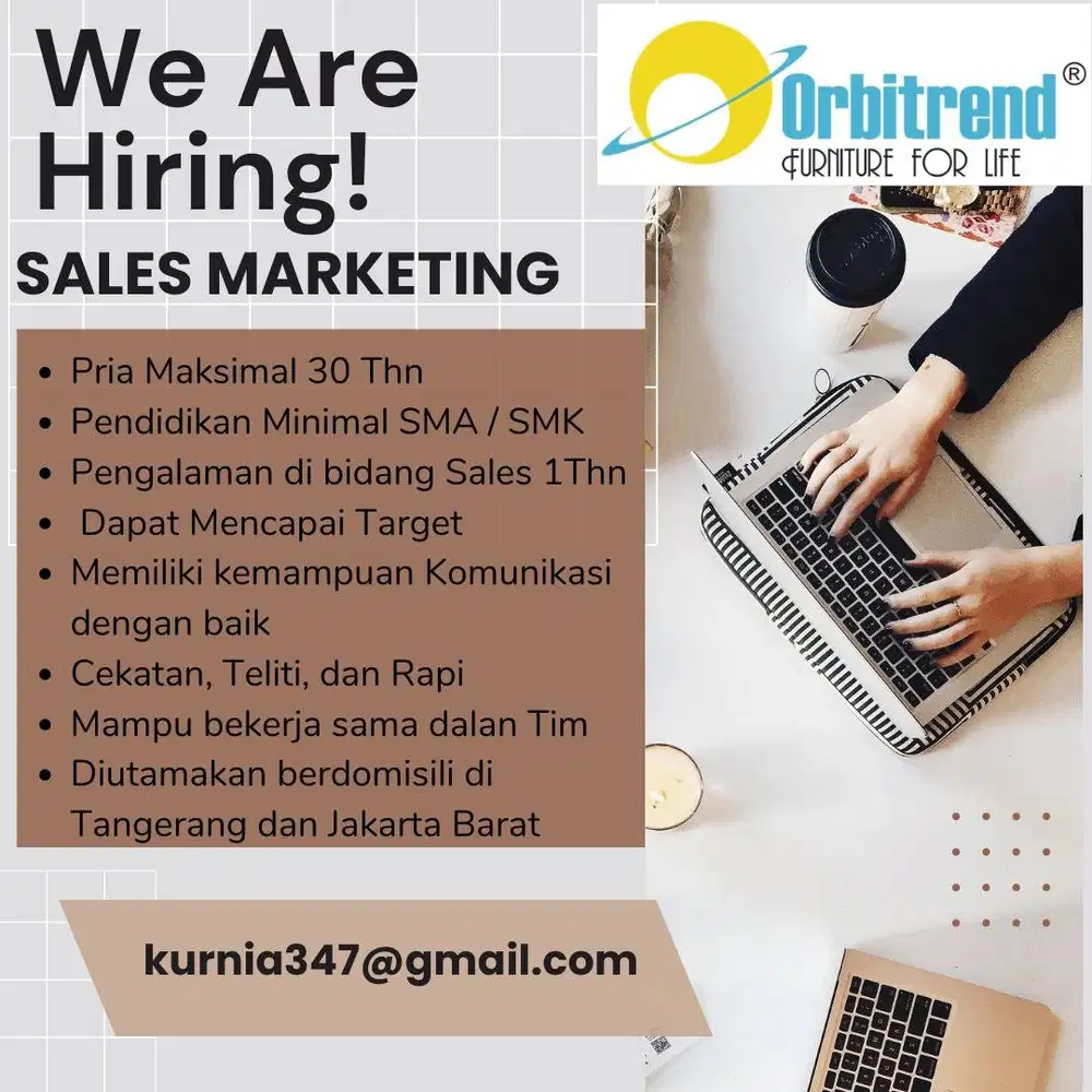 Dibutuhkan sales representatif Pria