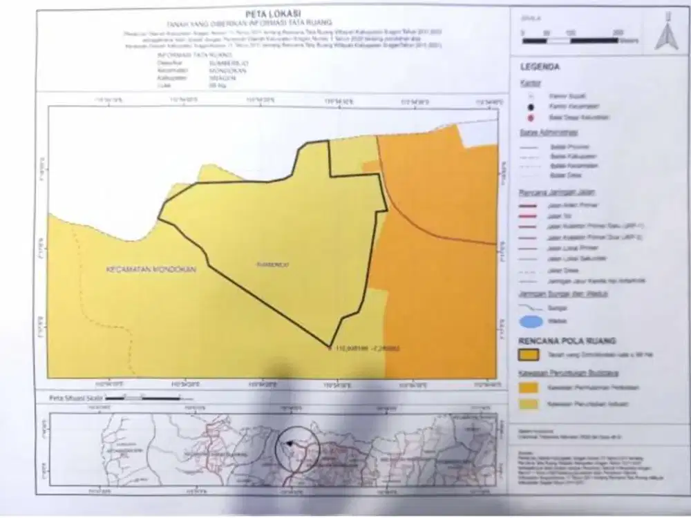 Dijual Cepat Lahan Zona Industri Lokasi Sumberlawang, Sragen Luas 65870m2