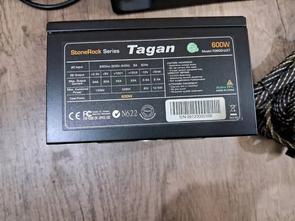 Psu TAGAN pure 600watt Gaming SEGEL UTUH
