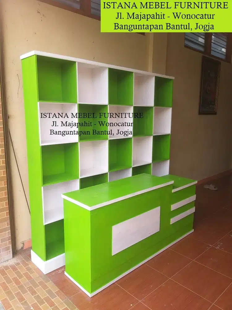 Paket Set Almari Lemari Rak Meja Kasir Laundry Londry Loundry Kayu #I5