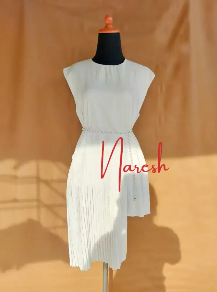 WHITE DRESS IMPORT KOREAN DRESS ATASAN WANITA