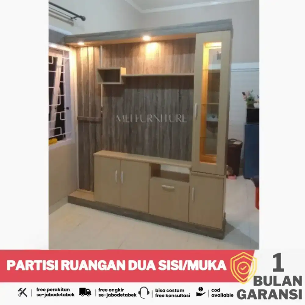 Lemari Partisi Ruangan Dua Muka Penyekat Ruang Tamu Tv