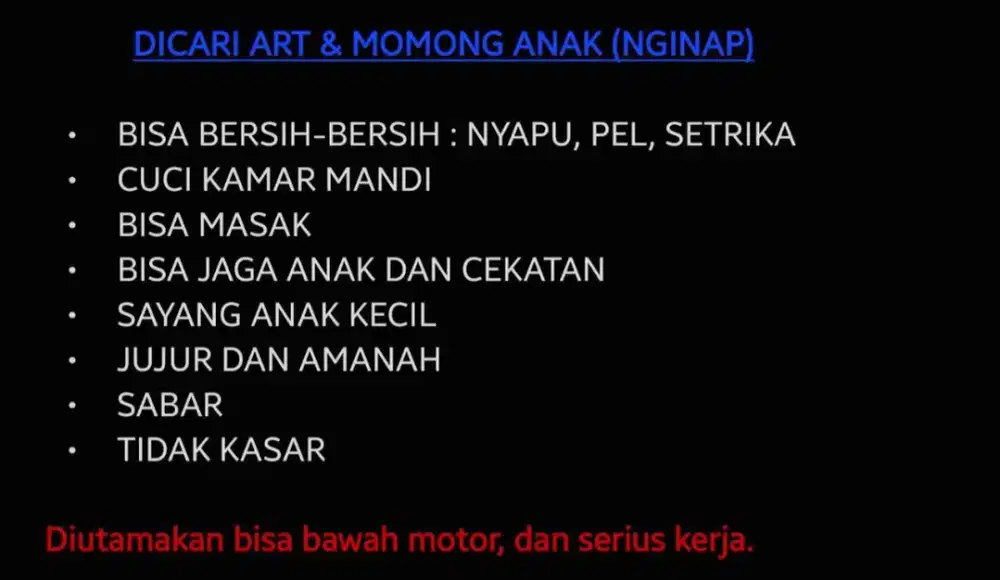 Cari ART yg bs momong anak