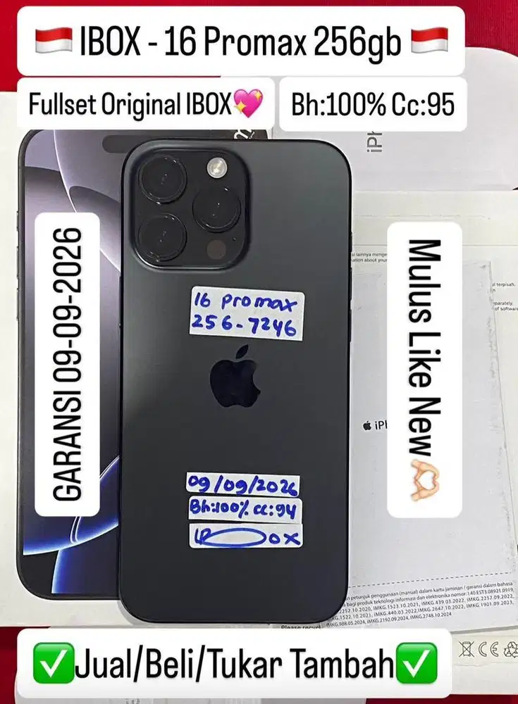 Iphone 16 promax 256 Gb Black Titanium Resmi ibox Bh 100% garansi on