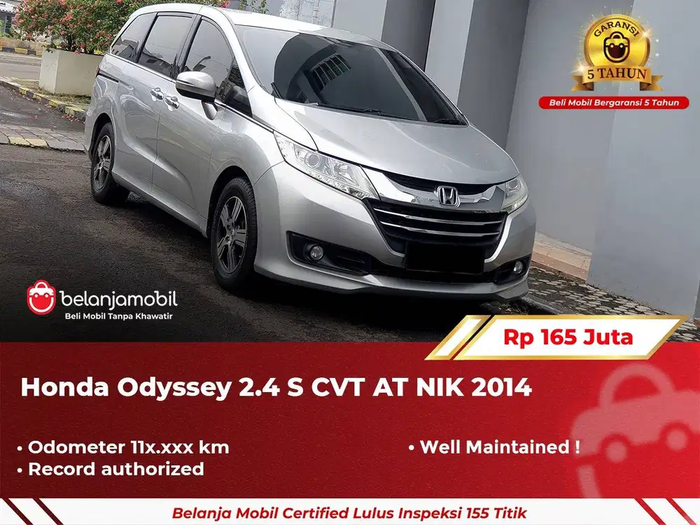 [ GARANSI 5TH ] Honda Odyssey 2.4 S CVT AT Silver 2014 2015