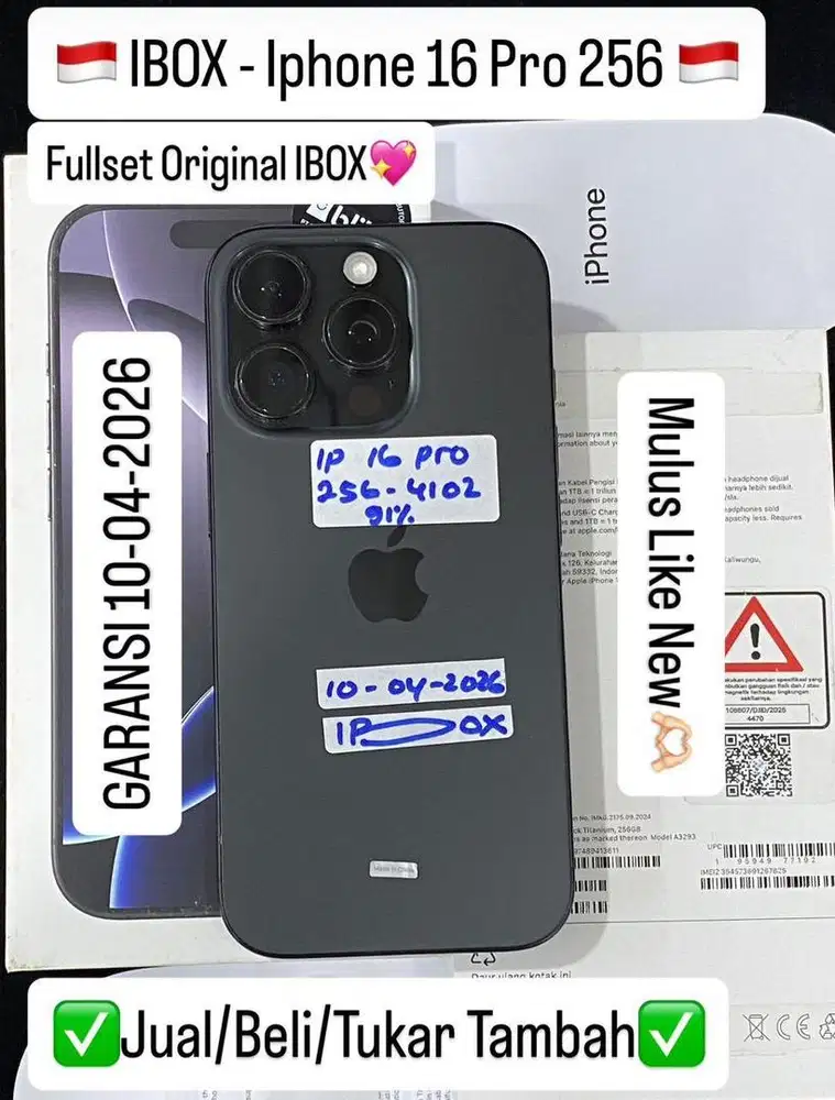 Iphone 16 Pro 256 Gb Black Titanium Ibox Garansi panjang