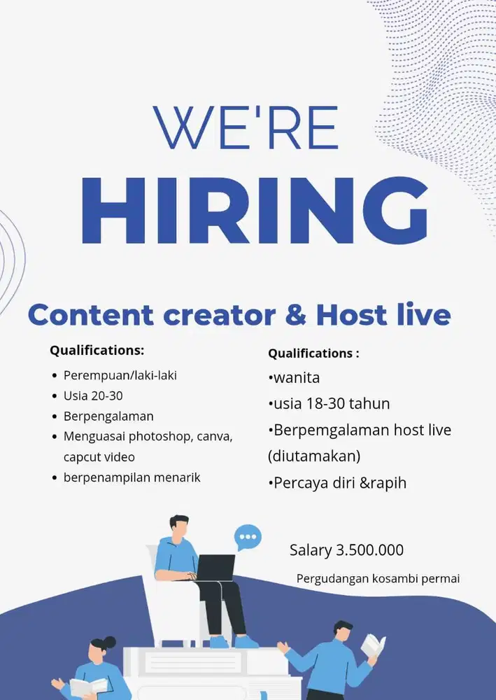 lowongan kerja content creator dan host live
