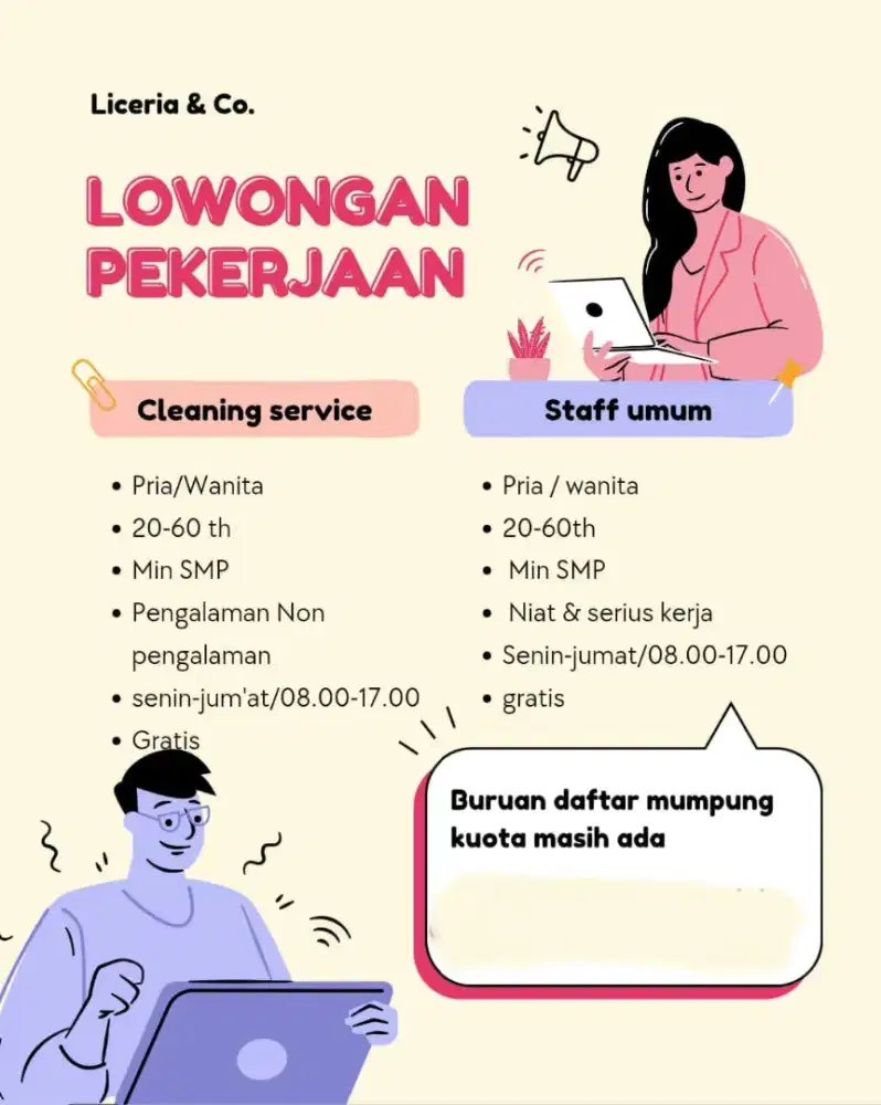 Dibuka loker segera gaji 2-5 juta