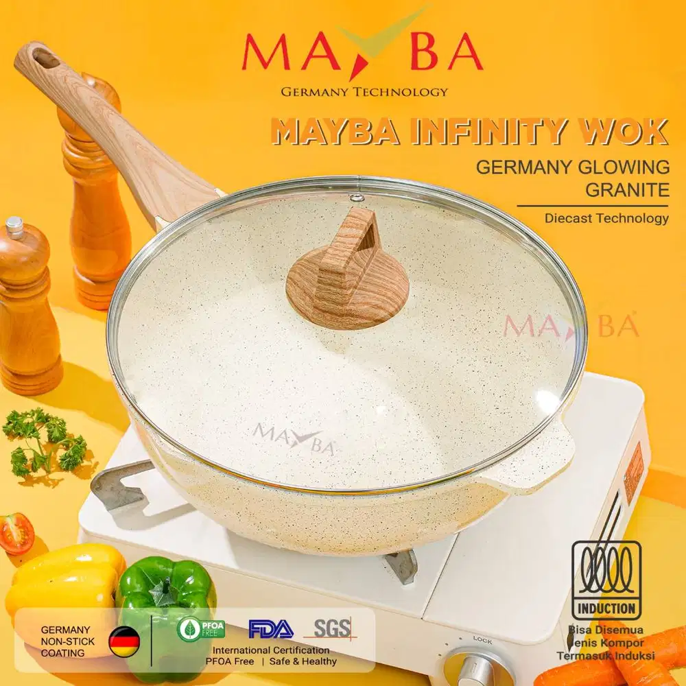MAYBA WAJAN WOK PAN Infinity 30 Cm PANCI Penggorengan Tebal 4,5Mm