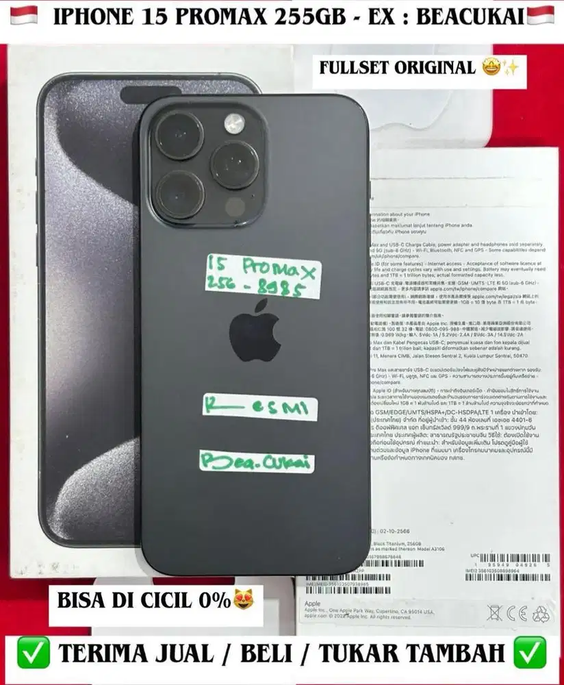 Iphone 15 Promax 256 Gb Black Titanium Resm Beacukai