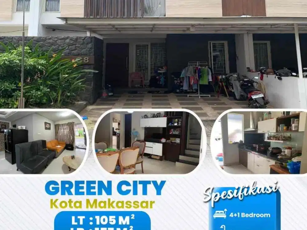 dijual cepat rumah mewah 2 lantai di kompleks green city makassar semifurnish