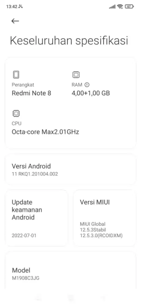 Redmi note 8 ram 4+1