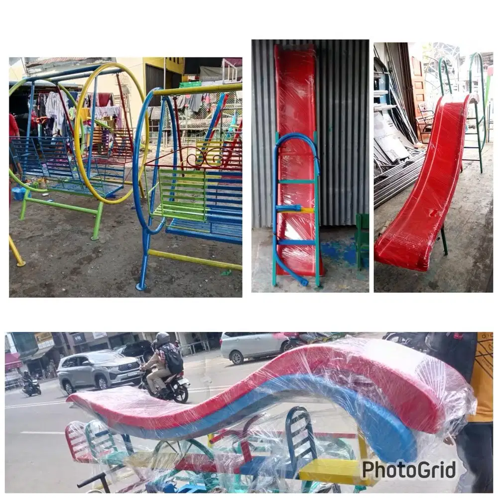 Perosotan, ayunan, jungkat jungkit, playground, bola dunia