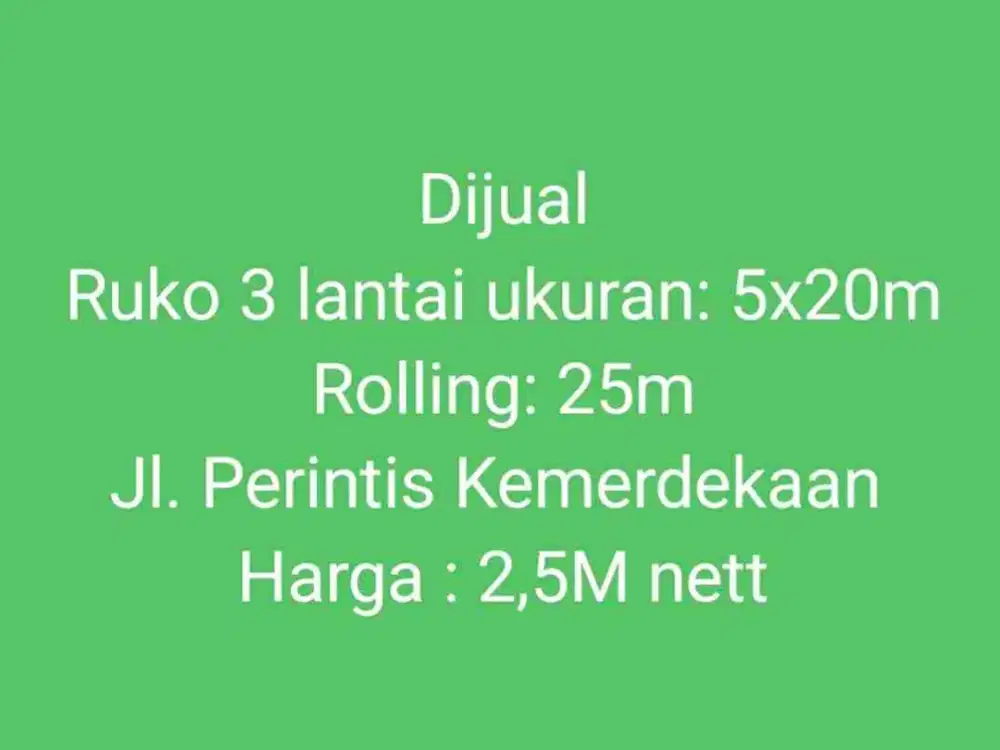 Di Jual Murah Ruko di Poros Jalan, Jl. Perintis kemerdekaan, Mks
