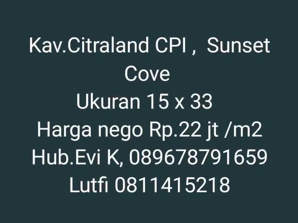 Di Jual Kavling Sunset Cove, CPI Losari, Makassar