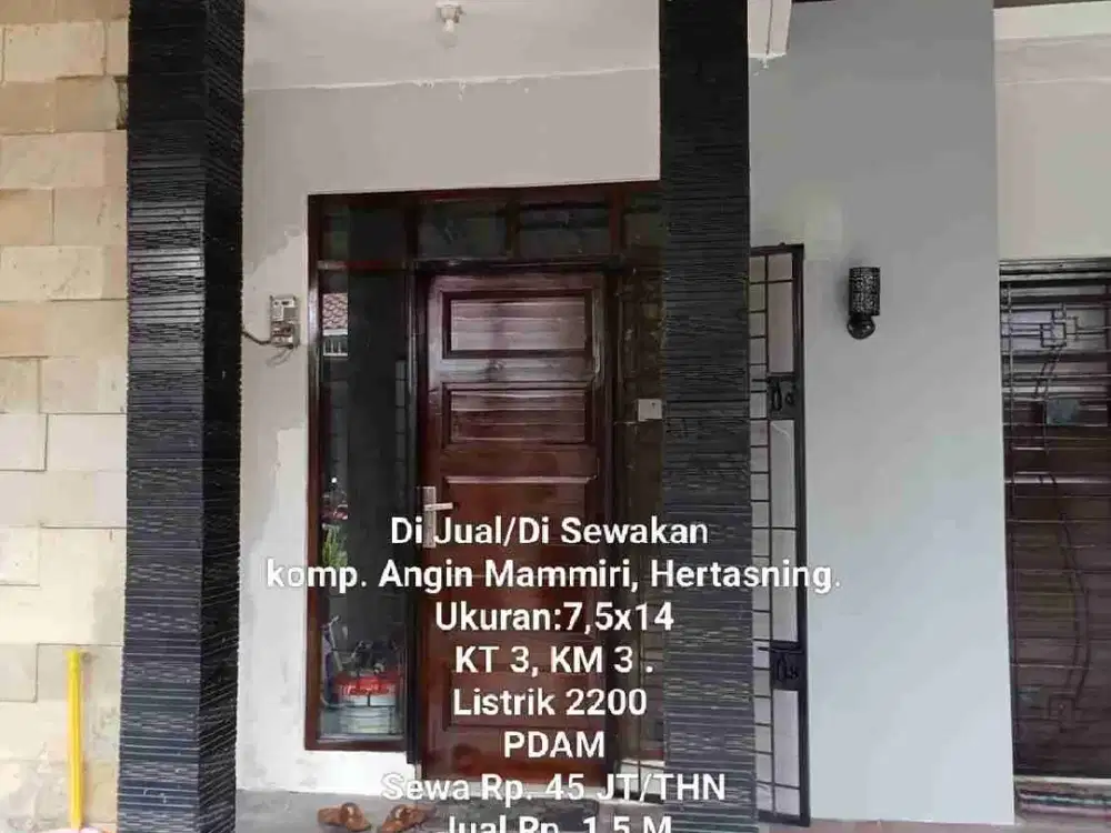 Di Jual/Di Sewakan Rumah minimalis, Cluster Anging Mammiri