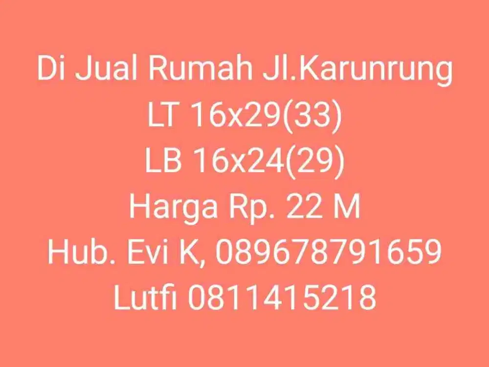 Di Jual Rumah Luas jl. Karunrung, Mks