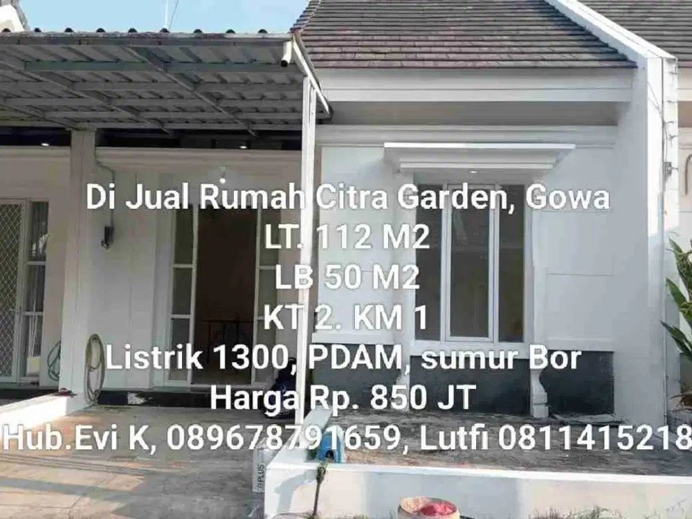 Di Jual Rumah minimalis, Citra Garden, Gowa.
