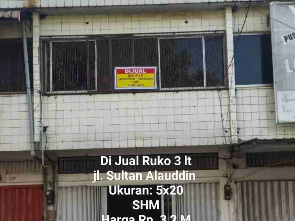 Di Jual Ruko 3 lt, Jl.Sult.Alauddin