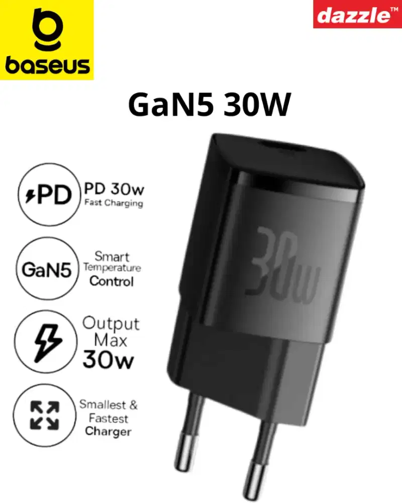 Kepala Charger Baseus GaN5 Mini 1C 30W Black