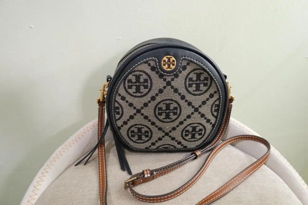 Preloved Tory Burch T Monogram Jacquard Moon Crossbody Bag
