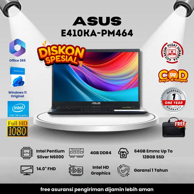 Laptop Stylish untuk Pelajar dan Pekerja Asus E410KA-PM464