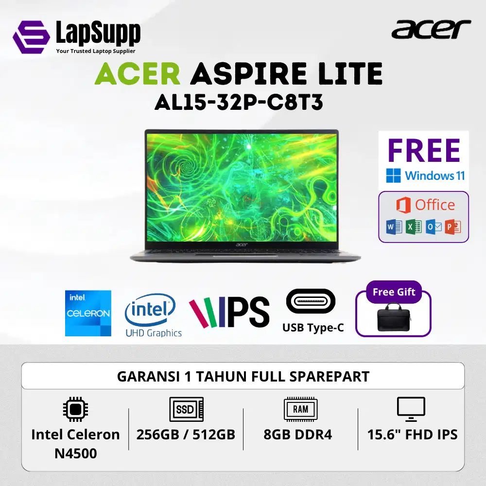Promo Acer Aspire Lite AL15-32P-C8T3 Free Install Windows 11 & Office