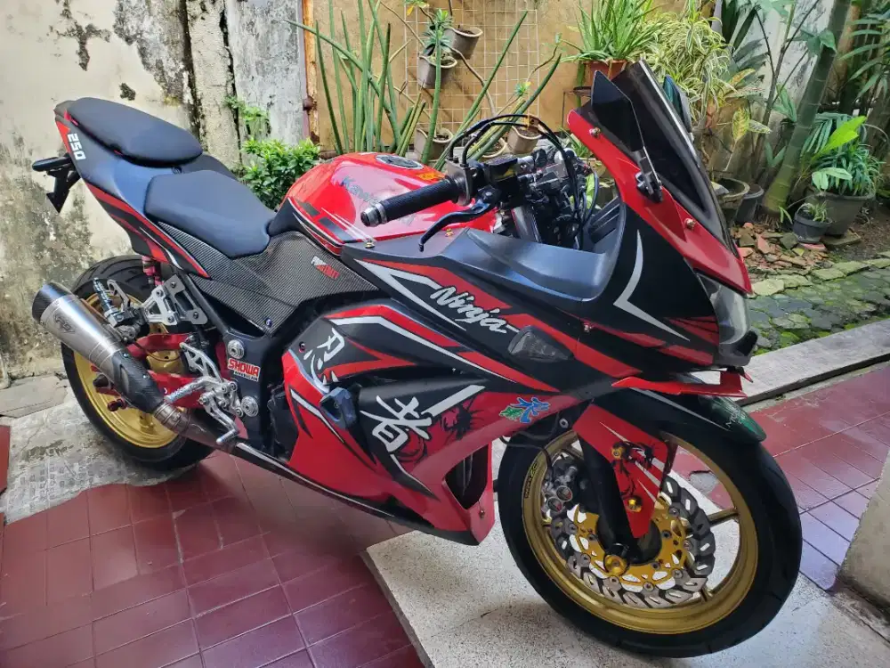 Kawasaki Ninja 250 Carbu 2012 Merah Full modif/Variasi.