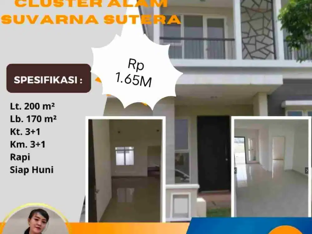 Rumah Dijual Cluster Alam Suvarna Sutera Lt.200 Lavon Cikupa Tangerang